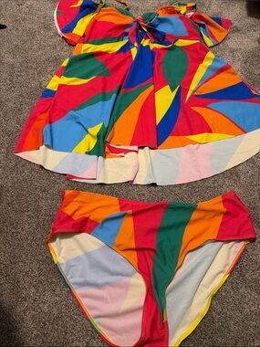 Women’s Multicolor Abstract Print Swim Set - Brand Unspecified